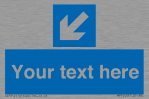 Custom Mandatory directional sign, blue arrow down and left